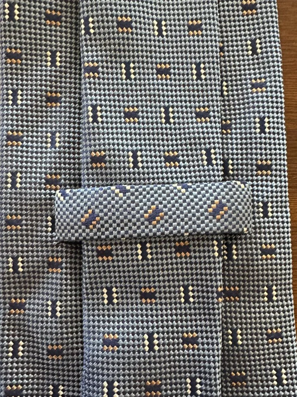 Ermenegildo Zegna Gray Blue Geometric Silk Tie